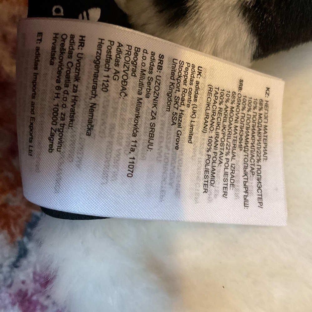 adidas x IVY PARK Unisex Faux Fur Scarf in White/Black - Picture 2 of 7